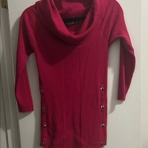 Zara Magenta Cowl Neck Sweater with Button Accents